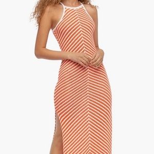 Chevron Stitch Midi Dress Size L Large NWT